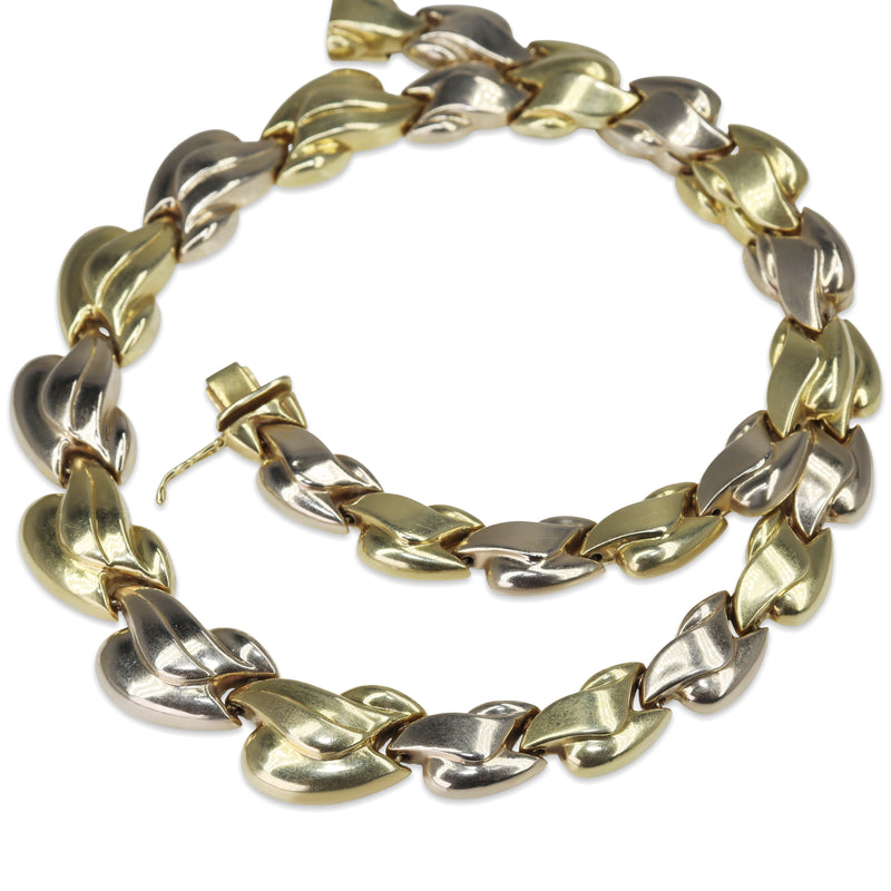 14ct Yellow and White 2 Tone Vintage Fancy Link Necklace