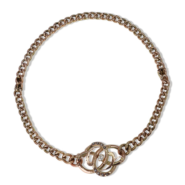 9ct Yellow/Rose Antique Old Cut Diamond and Seed Pearl Necklace / Bracelet