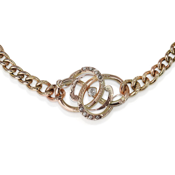 9ct Yellow/Rose Antique Old Cut Diamond and Seed Pearl Necklace / Bracelet