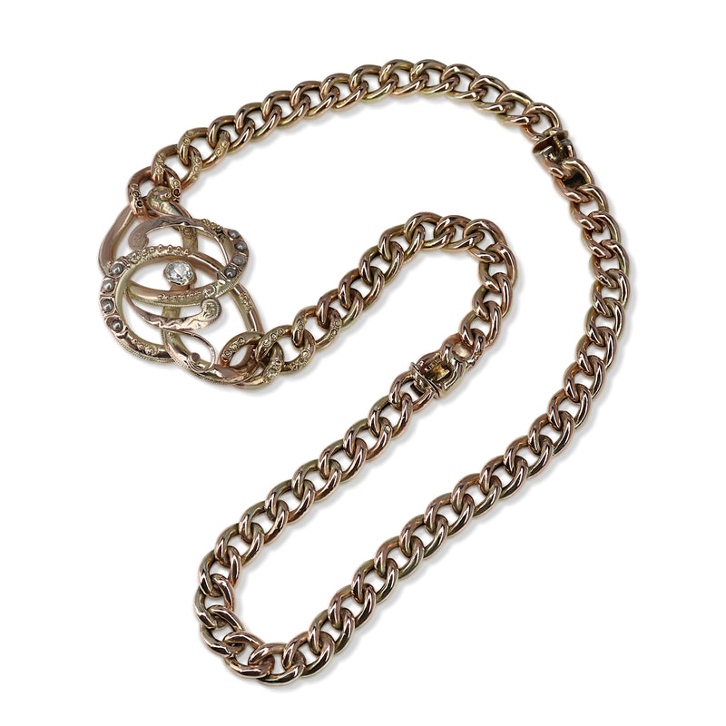 9ct Yellow/Rose Antique Old Cut Diamond and Seed Pearl Necklace / Bracelet