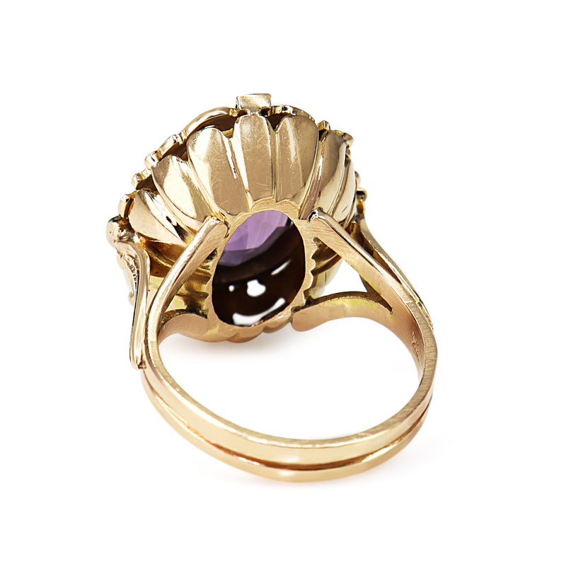 18ct Yellow Gold Amethyst Vintage Cocktail Ring