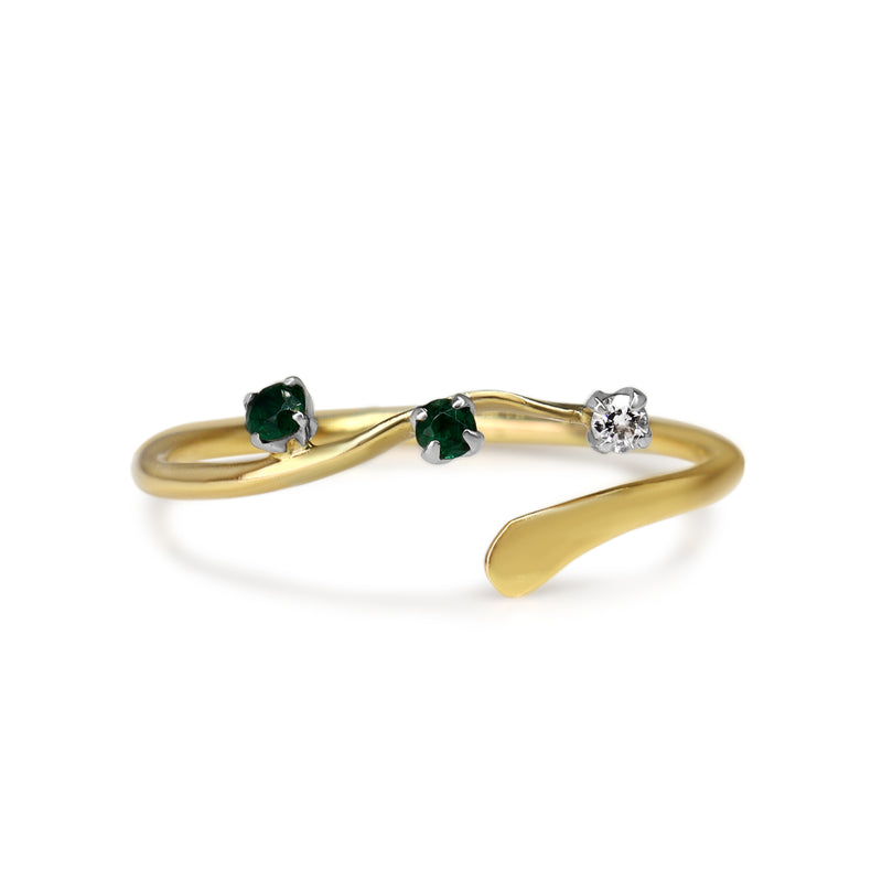 18ct Yellow Gold Emerald and Diamond Band Ring