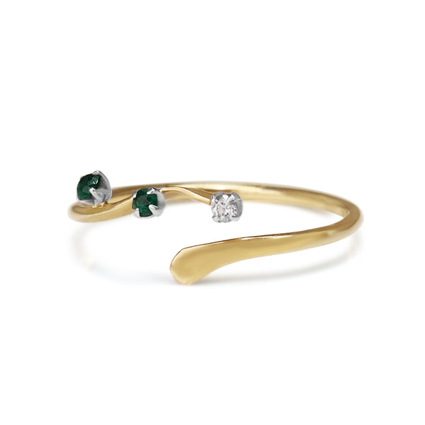 18ct Yellow Gold Emerald and Diamond Band Ring