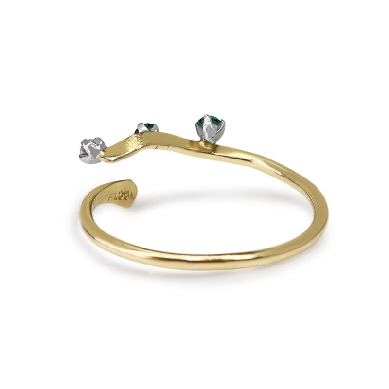 18ct Yellow Gold Emerald and Diamond Band Ring