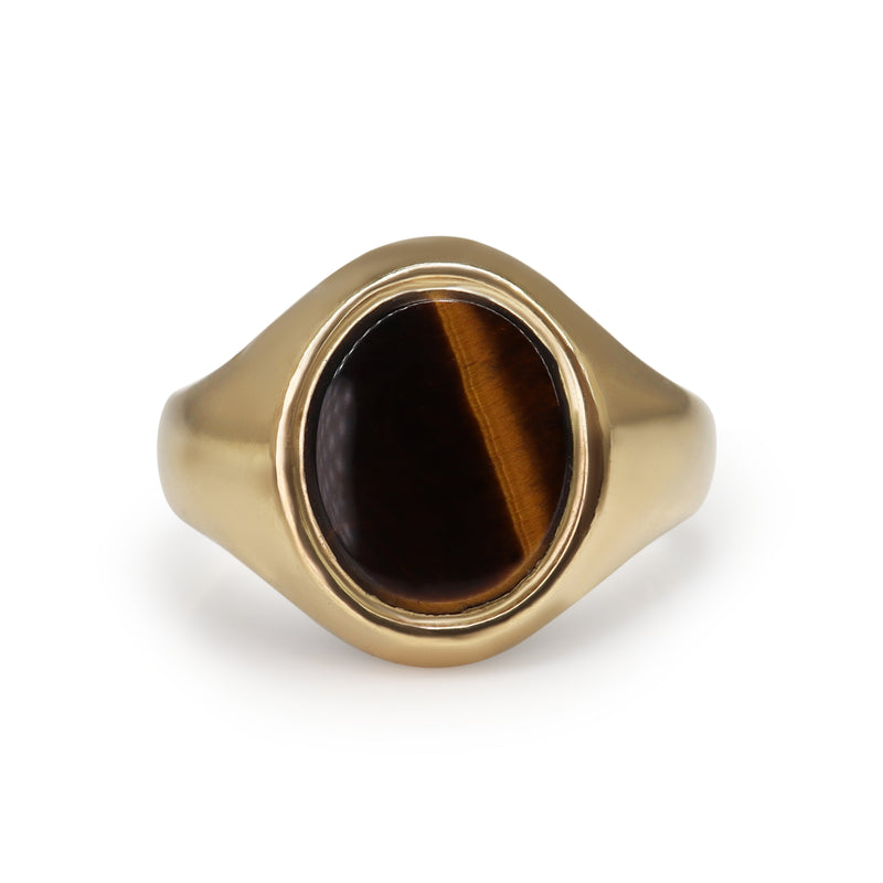 9ct Yellow Gold Tiger Eye Signet Ring