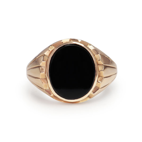 9ct Yellow Gold Onyx Vintage Signet Ring