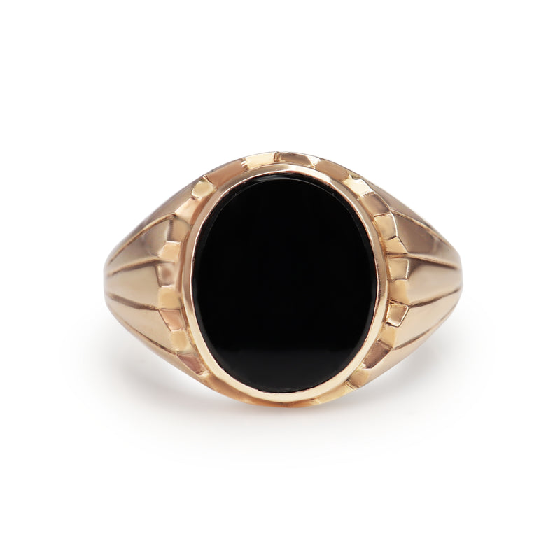 9ct Yellow Gold Onyx Vintage Signet Ring