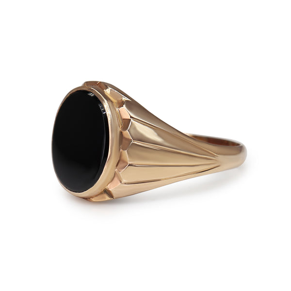 9ct Yellow Gold Onyx Vintage Signet Ring