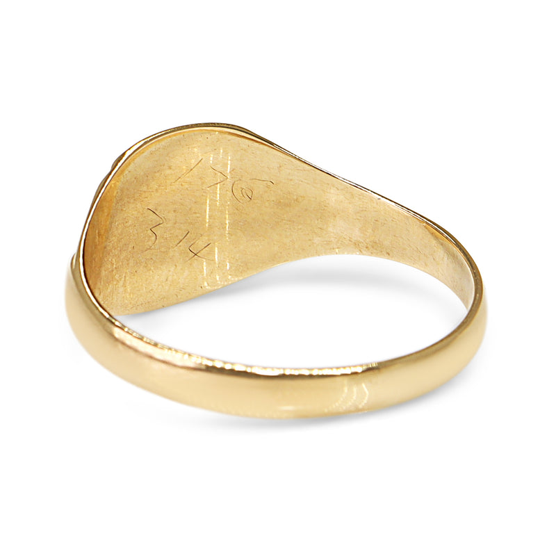 9ct Yellow Gold Etched Signet Ring