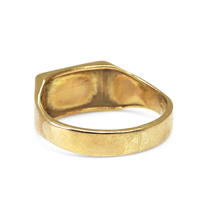 9ct Yellow Gold Etched Rectangle Signet Ring