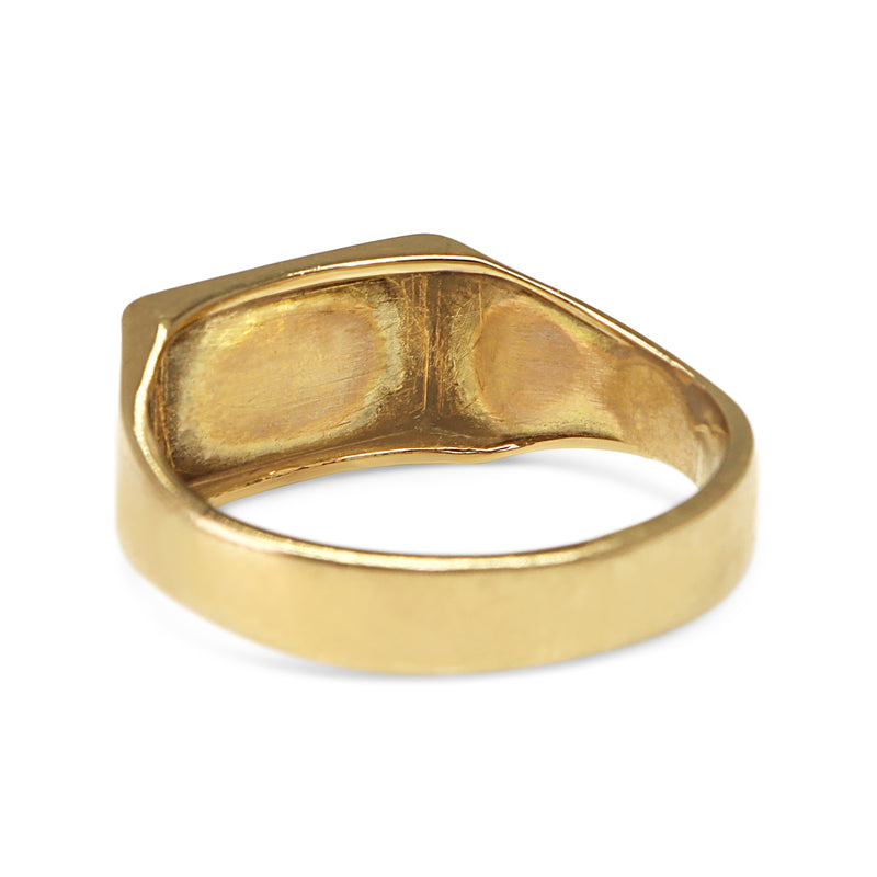 9ct Yellow Gold Etched Rectangle Signet Ring