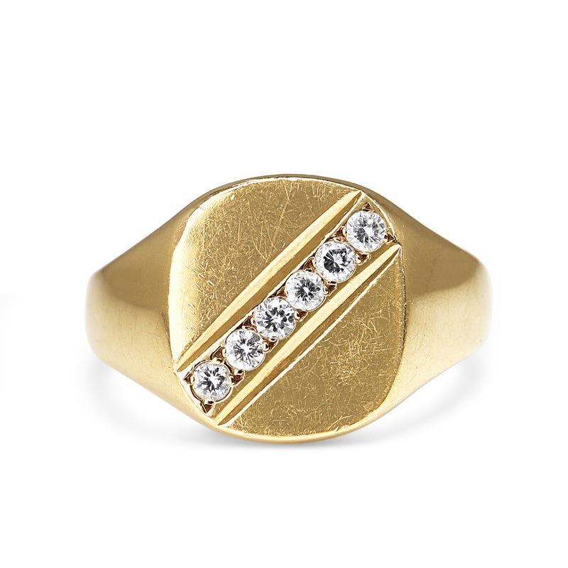 9ct Yellow Gold Diamond Vintage Signet Ring