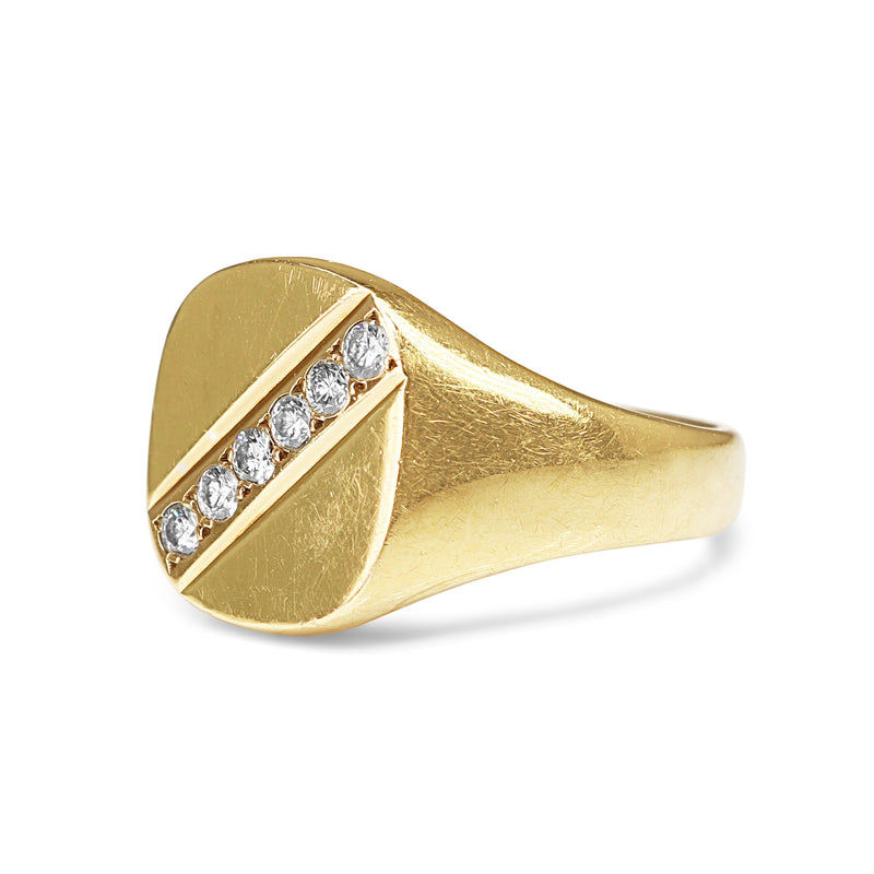 9ct Yellow Gold Diamond Vintage Signet Ring