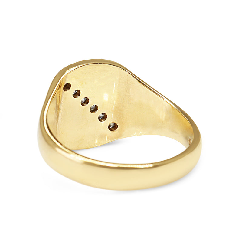 9ct Yellow Gold Diamond Vintage Signet Ring