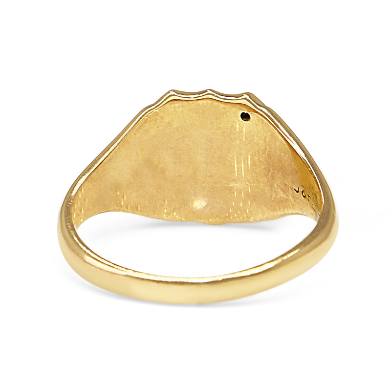 9ct Yellow Gold Diamond Sheild Signet Ring