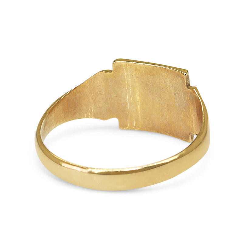 9ct Yellow Gold Square Engraved Signet Ring