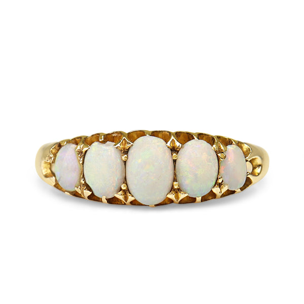 18ct Yellow Gold 5 Stone Opal Antique Ring
