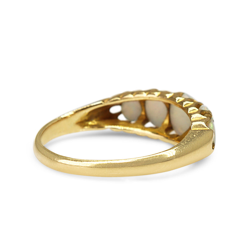 18ct Yellow Gold 5 Stone Opal Antique Ring