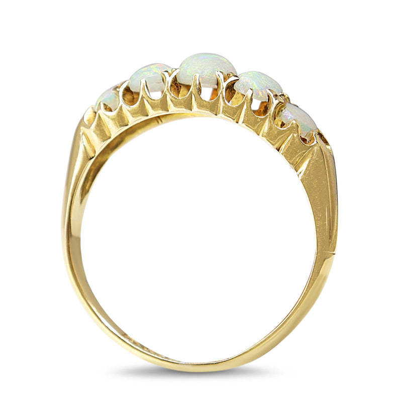 18ct Yellow Gold 5 Stone Opal Antique Ring