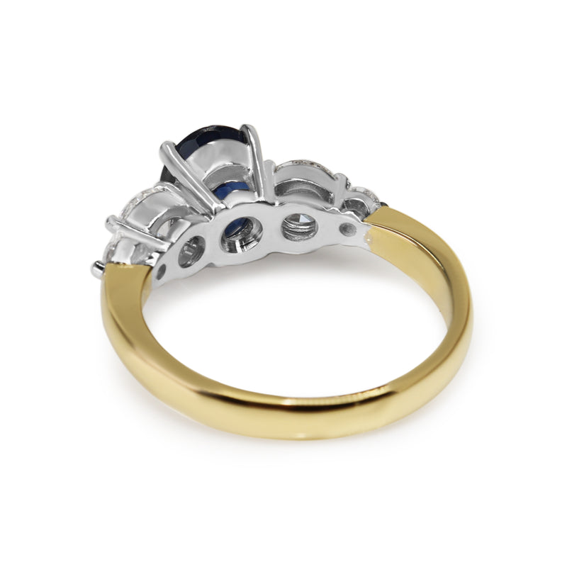 18ct Yellow and White Gold Sapphire and Diamond 5 Stone Ring