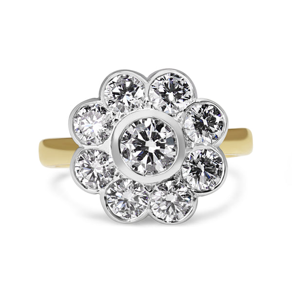 18ct Yellow and White Gold Lab Grown Diamond Daisy Ring