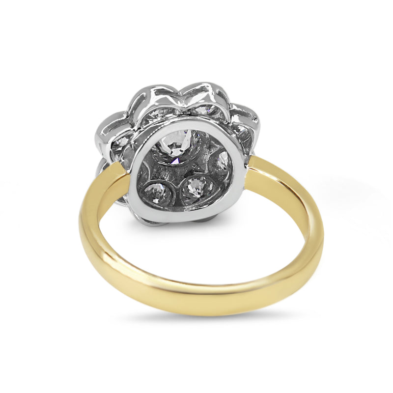 18ct Yellow and White Gold Lab Grown Diamond Daisy Ring