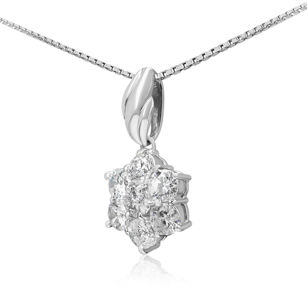 Platinum 2.25ct Diamond Daisy Cluster Necklace