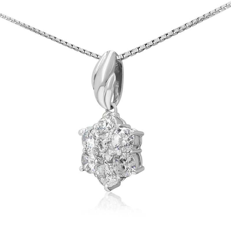 Platinum 2.25ct Diamond Daisy Cluster Necklace