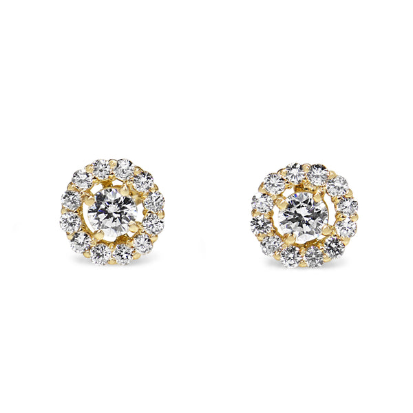 18ct Yellow Gold Diamond Halo Earrings
