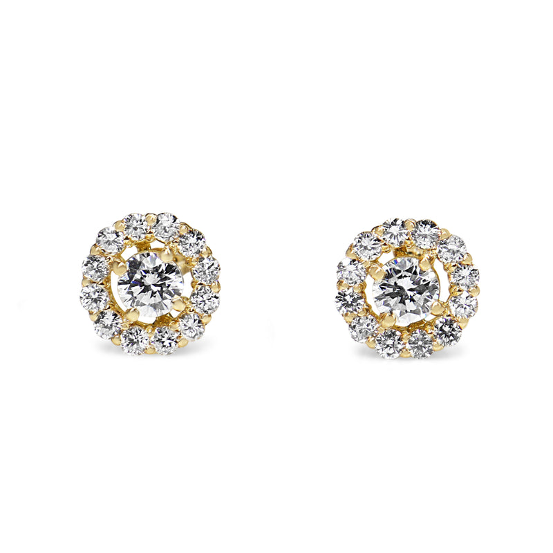 18ct Yellow Gold Diamond Halo Earrings