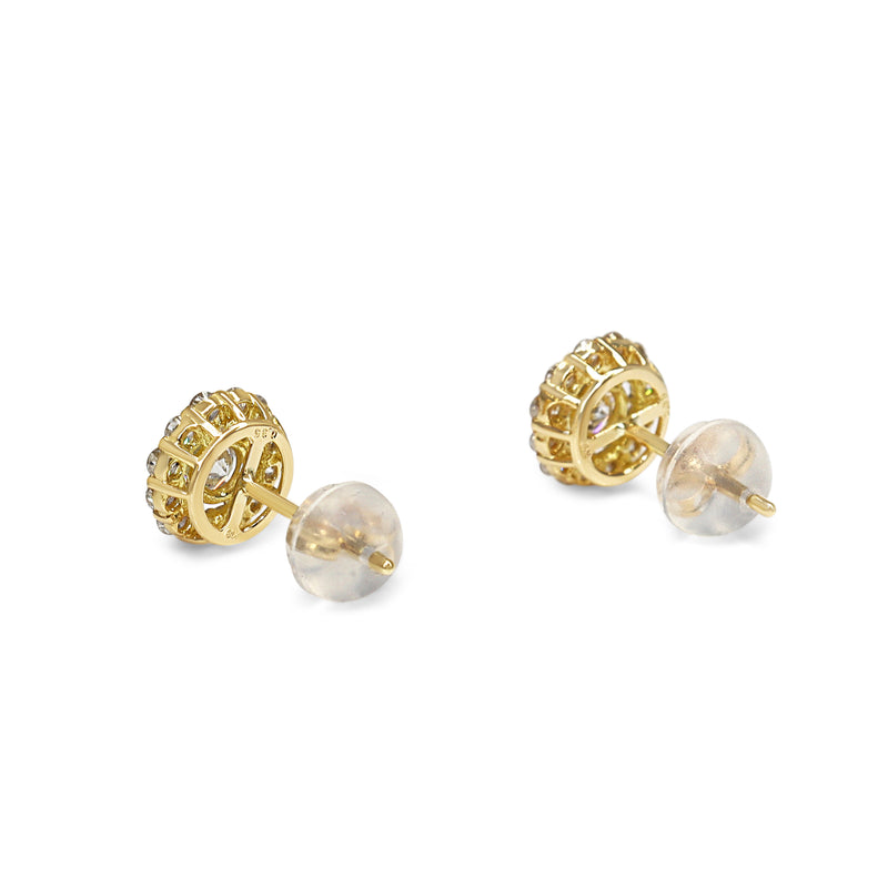 18ct Yellow Gold Diamond Halo Earrings