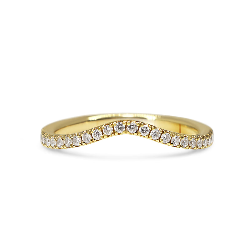 18ct Yellow Gold Diamond Curved Band Ring