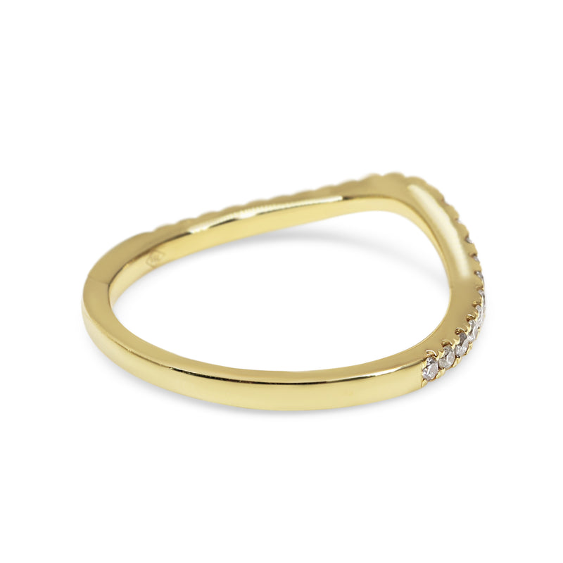 18ct Yellow Gold Diamond Curved Band Ring