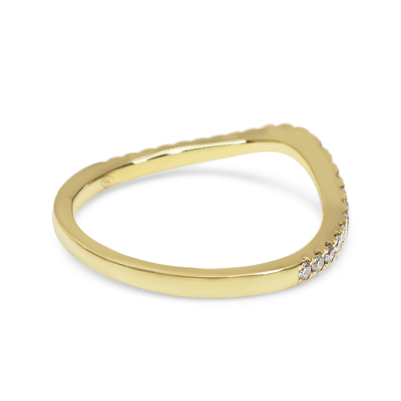 18ct Yellow Gold Diamond Curved Band Ring
