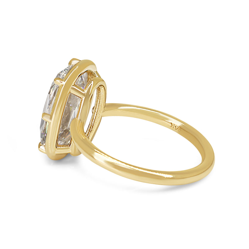 14ct Yellow Gold Old Mine Cushion Cut Lab Grown Diamond Solitaire Ring