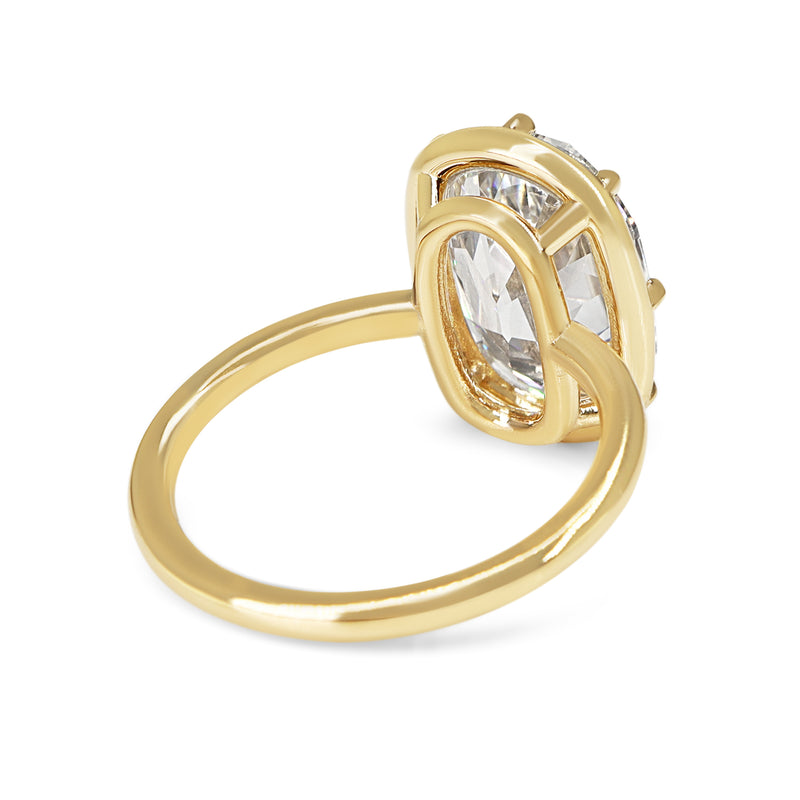 14ct Yellow Gold Old Mine Cushion Cut Lab Grown Diamond Solitaire Ring