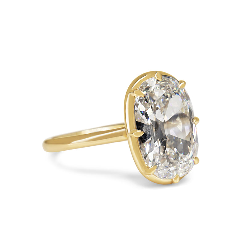 14ct Yellow Gold Old Mine Cushion Cut Lab Grown Diamond Solitaire Ring