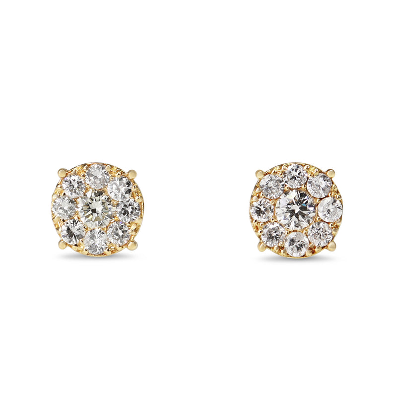 18ct Yellow Gold Diamond Cluster Stud Earrings