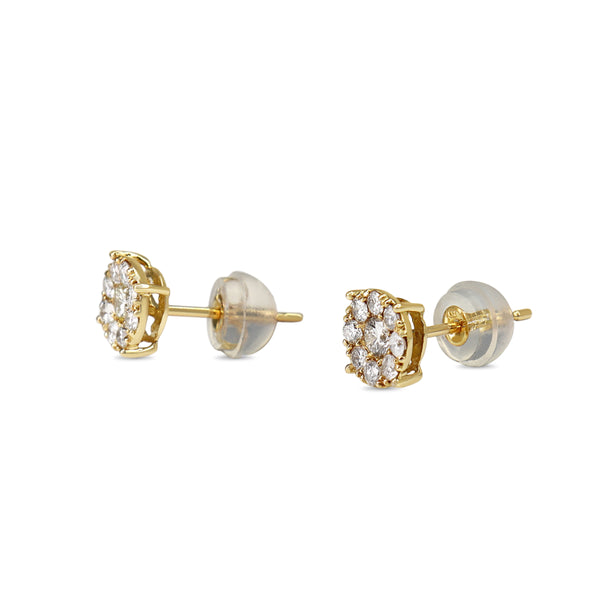 18ct Yellow Gold Diamond Cluster Stud Earrings