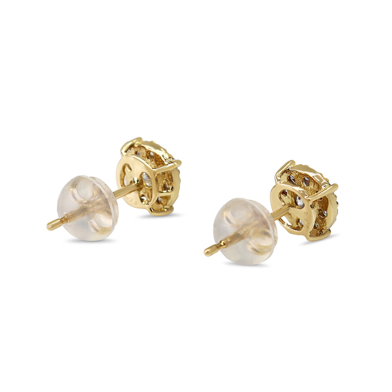 18ct Yellow Gold Diamond Cluster Stud Earrings
