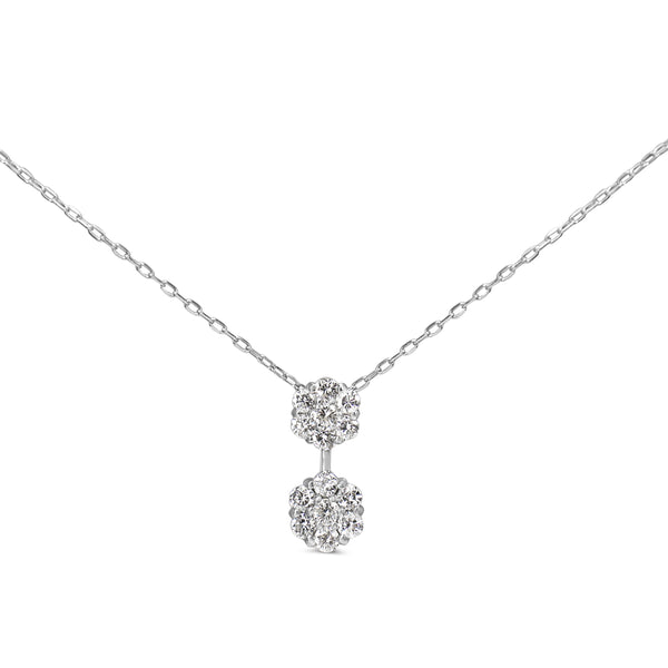 Platinum Drop Cluster Diamond Necklace
