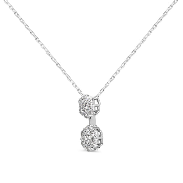 Platinum Drop Cluster Diamond Necklace
