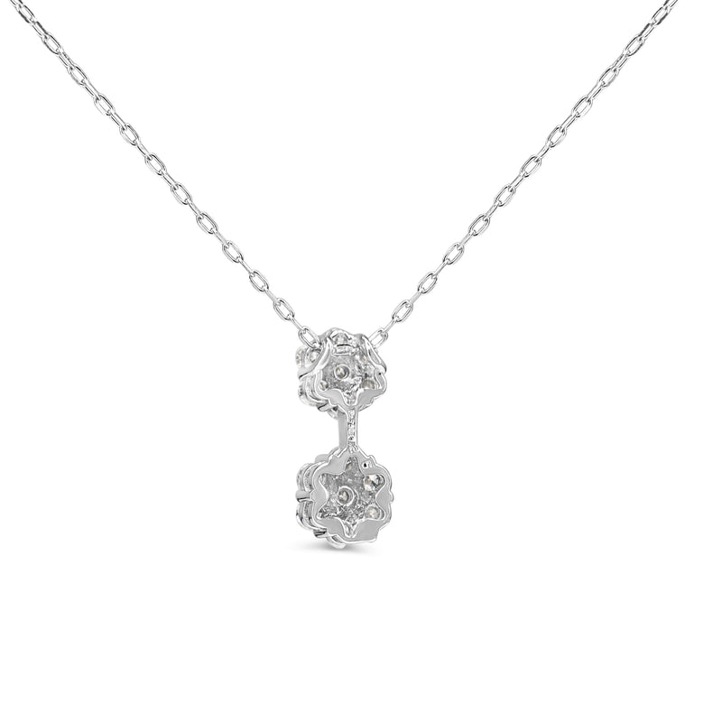 Platinum Drop Cluster Diamond Necklace