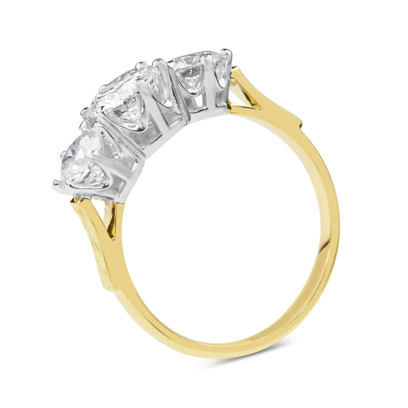 18ct Yellow and White Gold Antique Style 3 Stone Diamond Ring