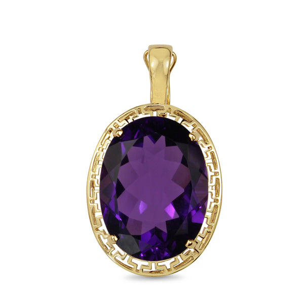 14ct Yellow Gold Amethyst Filigree Pendant / Enhancer