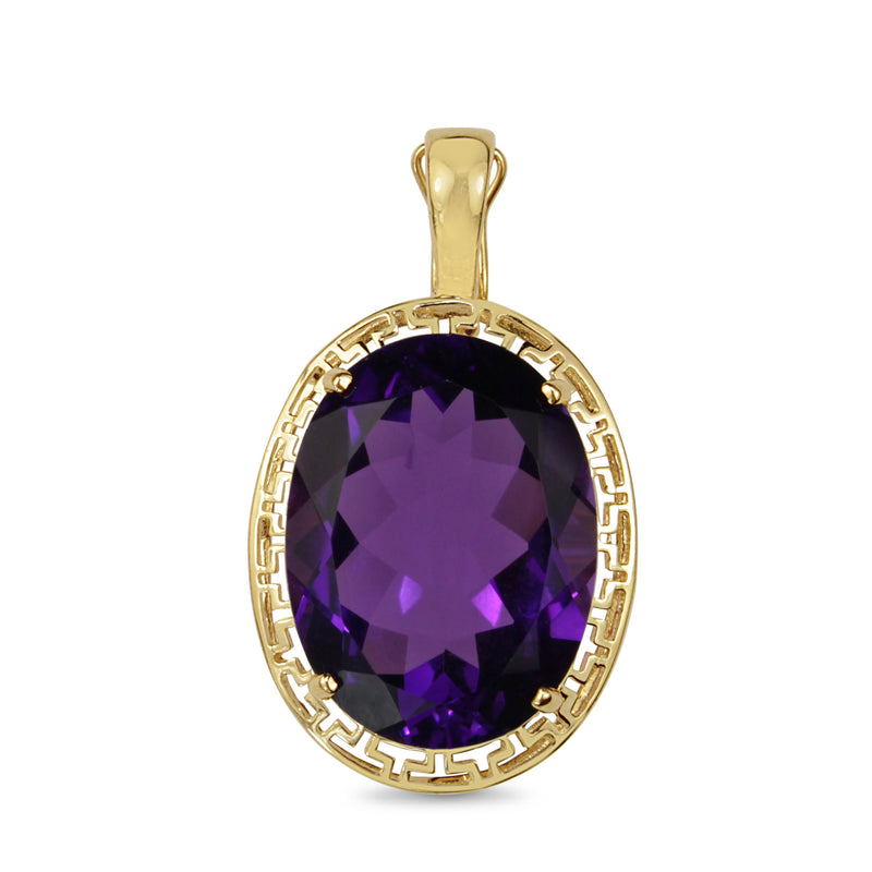 14ct Yellow Gold Amethyst Filigree Pendant / Enhancer