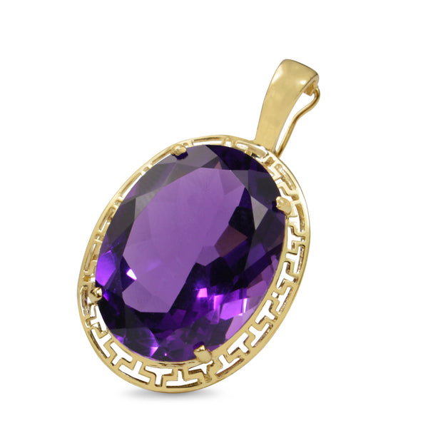 14ct Yellow Gold Amethyst Filigree Pendant / Enhancer