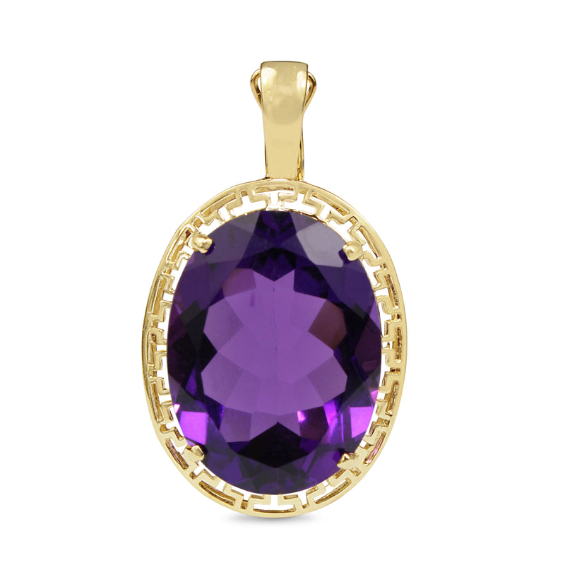 14ct Yellow Gold Amethyst Filigree Pendant / Enhancer
