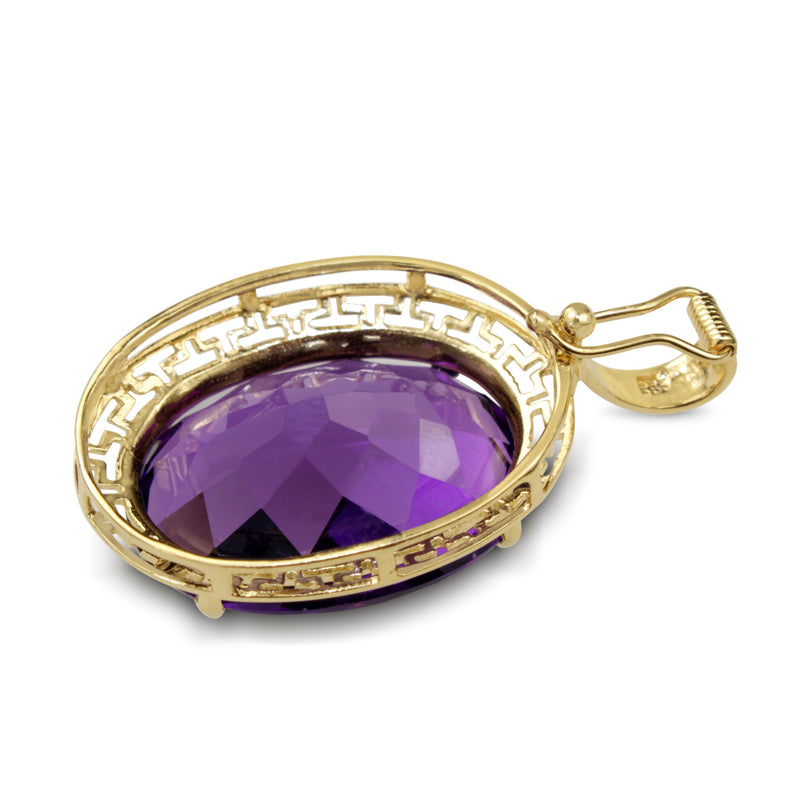 14ct Yellow Gold Amethyst Filigree Pendant / Enhancer