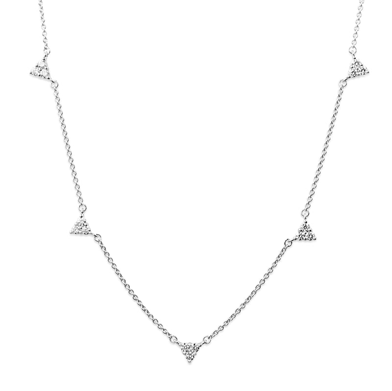 9ct White Gold Diamond Triangles Necklace